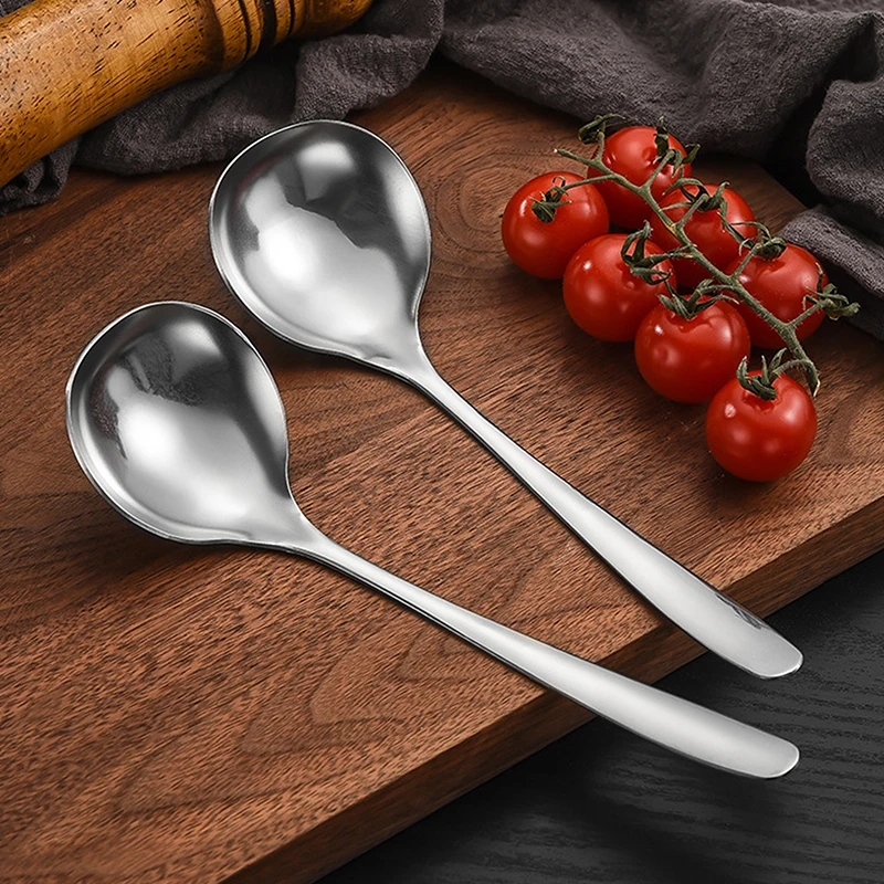 Stainless Steel Spoon Long Handle Tablespoons Hot Pot Soup Ladle Ramen Noodles Scoop Kitchen Tableware Cooking Utensils