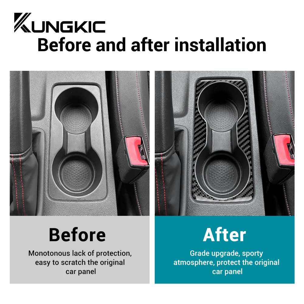 Real Soft Carbon Fiber Sticker For Seat Leon 2013 2014 2015 LHD RHD Car Gear Cup Holder Frame Trim Interior Accessories