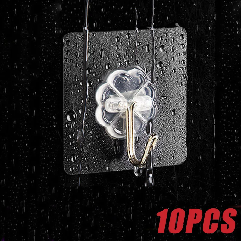 1/3/5/10PCS Adhesive Transparent Wall Hooks Punch Free Kitchen Bathroom Storage Hanger Key Towel Hanging Hooks Suction Rack