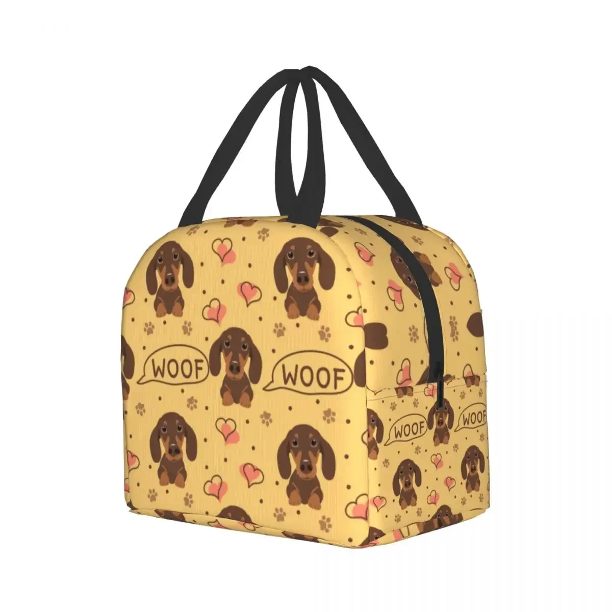 Love Woof Dachshund Sausage Dog Insulated Lunch Bag for School Office Wiener Badger Dogs Thermal Cooler Lunch Box Women Men