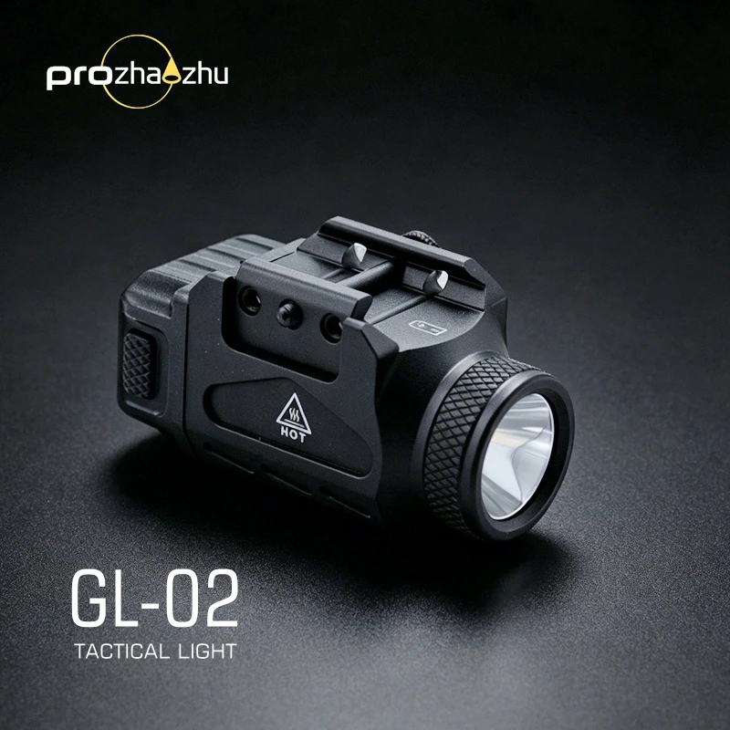 gl-02-500lm-タクティカルledライト-3700cd-12度ビーム-125m範囲-ipx5防水-cr123a-ハンティング懐中電灯-レールマウント付き