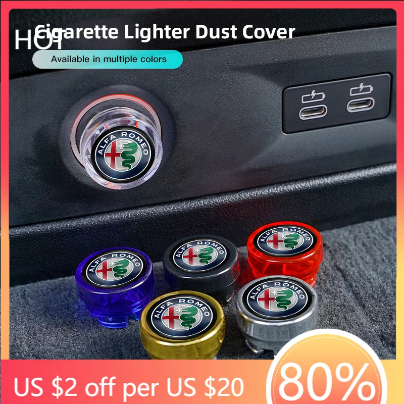 Hub Caps Car Cigarette Lighter Dust Cap Power Port Dustproof Cover Plug For Alfa Romeo 156 159 147 4C 8C 166 Giulia Giulietta Mi