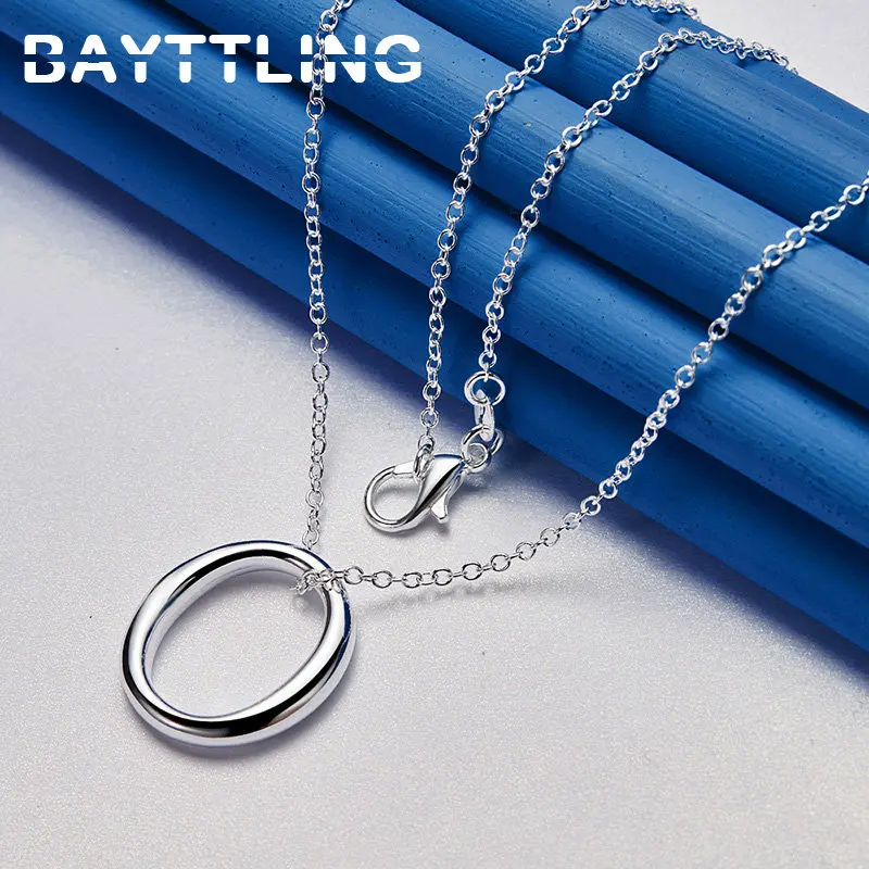 

Fashion 925 Sterling Silver 16-30 Inches Fine Simple Round Necklace Men Women Charm Wedding Engagement Gift Jewelry