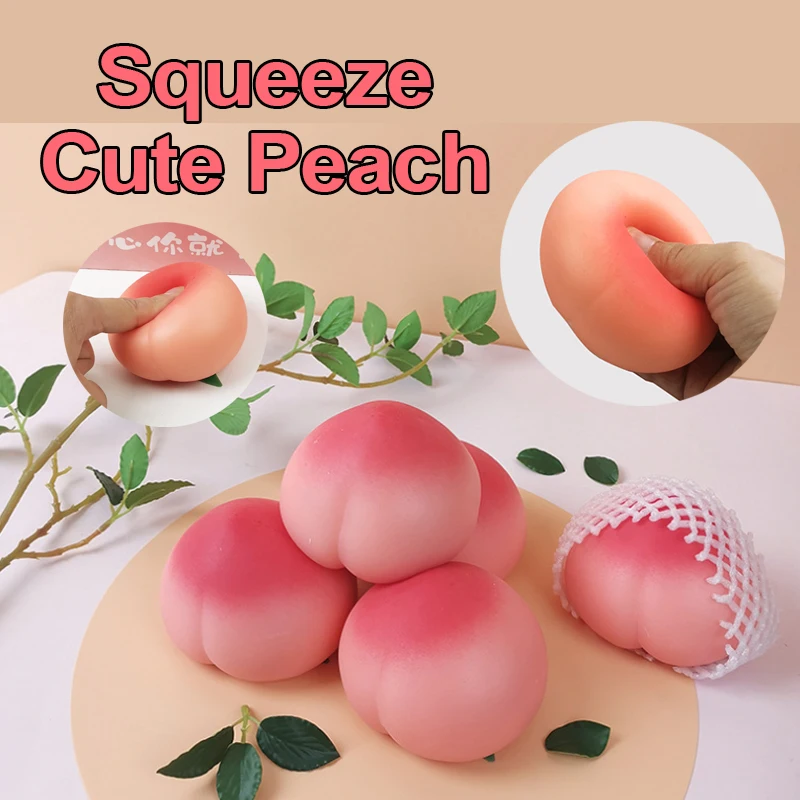 Anti-Stress Toy Cute Peach Squeeze Fidget Toys Squishy Funny Stress Relief For Kids Adults Gift Prop 1pcs J183