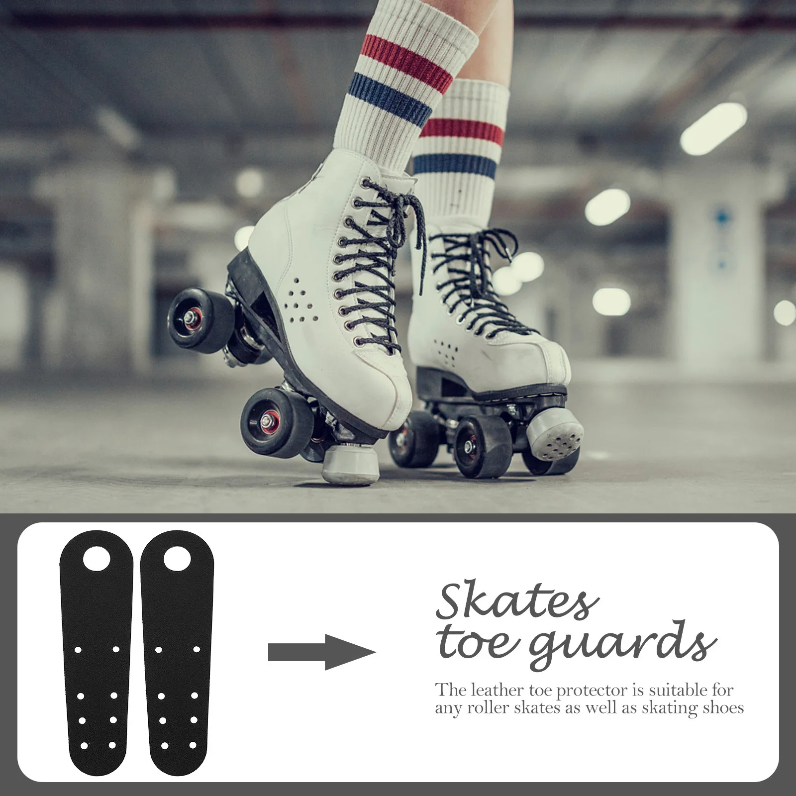 

1 пара защитных накладок для коньков: прочные, надежные, подходят для любых роликовых коньков, практичный дизайн, отверстия для шнурков