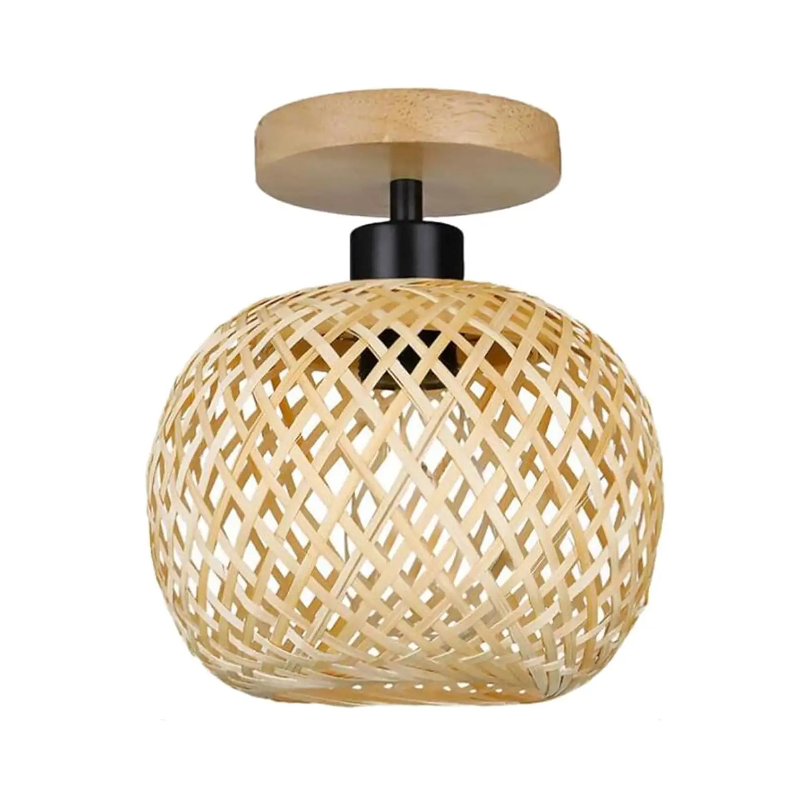 Bamboo Ceiling Lamp with No Bulb Rustic Style Dining Room Decor with Woven Bamboo Shade Pendant Lamp Cover Bambbo Pendant Light