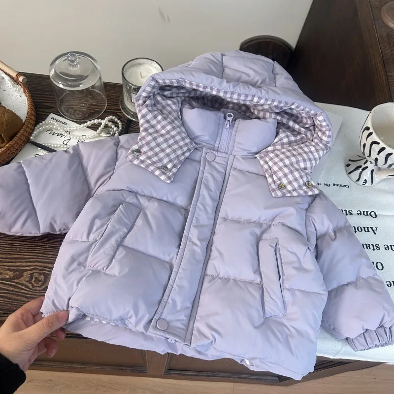 

UNITIM/Детские парки для маленьких девочек, однотонная утепленная куртка для маленьких девочек, зимняя лоскутная куртка с капюшоном для маленьких девочек, пальто с хлебом