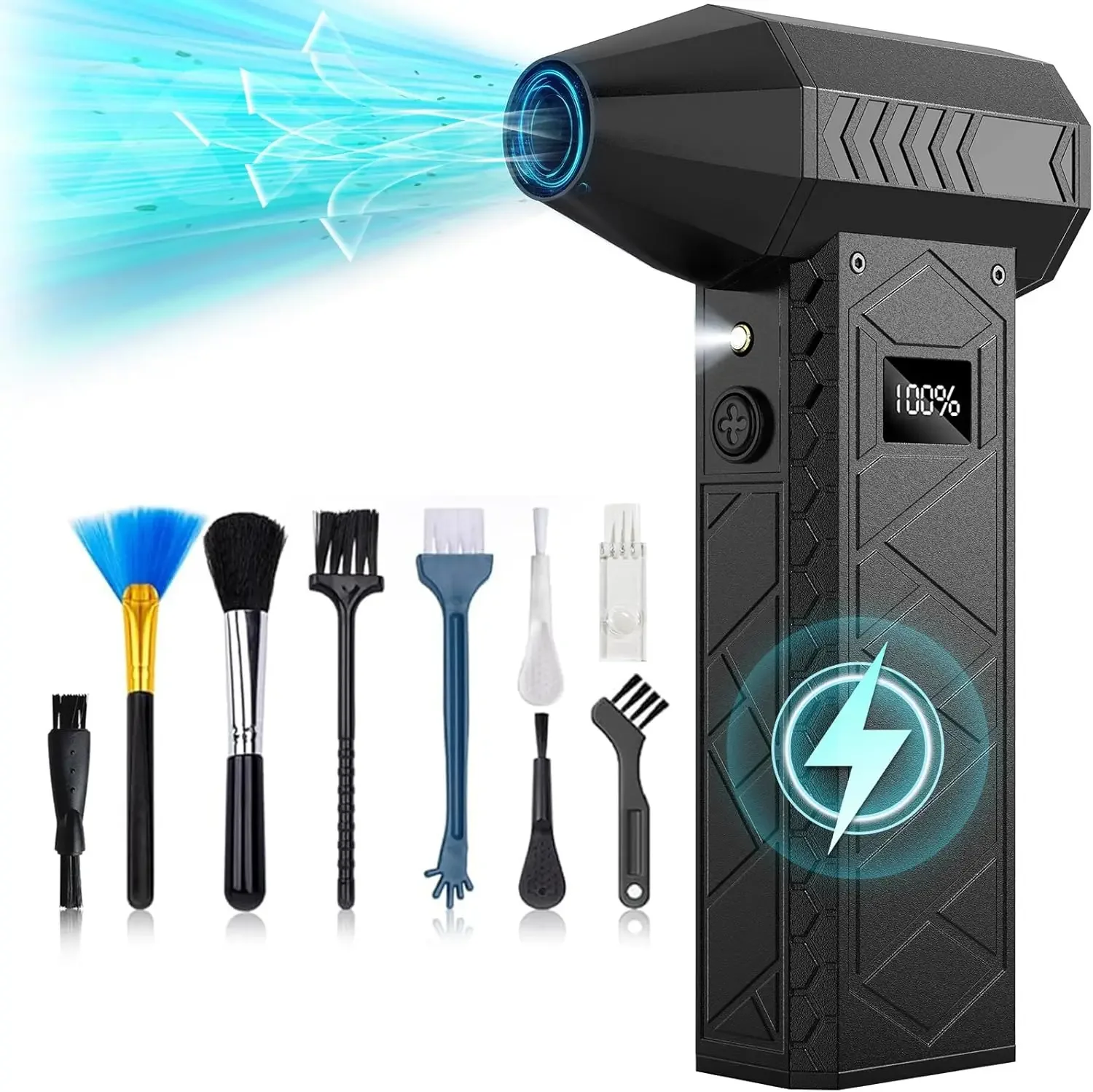 

Пылесос со сжатым воздухом, 10000 мАч, электрическая воздушная тряпка 130000 об/мин с экраном дисплея и подсветкой, турбо-автомобильная сушилка, струйный воздуходувка