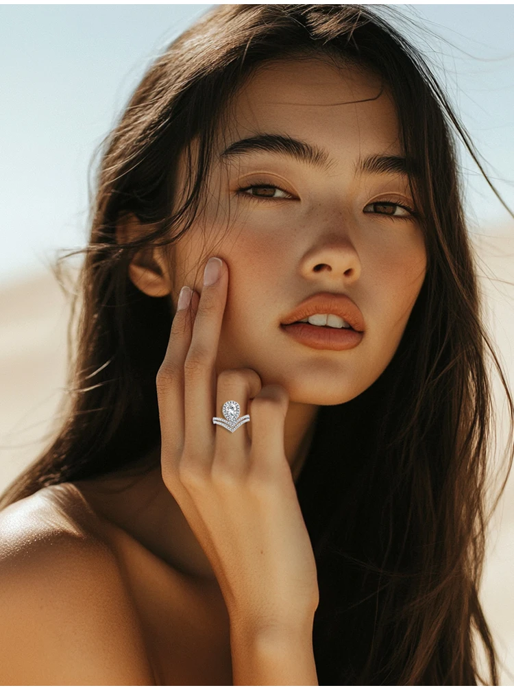JEWELLWANG 18K Echtgold Birnenförmiger Labor-Diamantring IGI-Zertifizierter Verlobungsring Versprechensring Jubiläums-Schmuckgeschenk – Detail 9