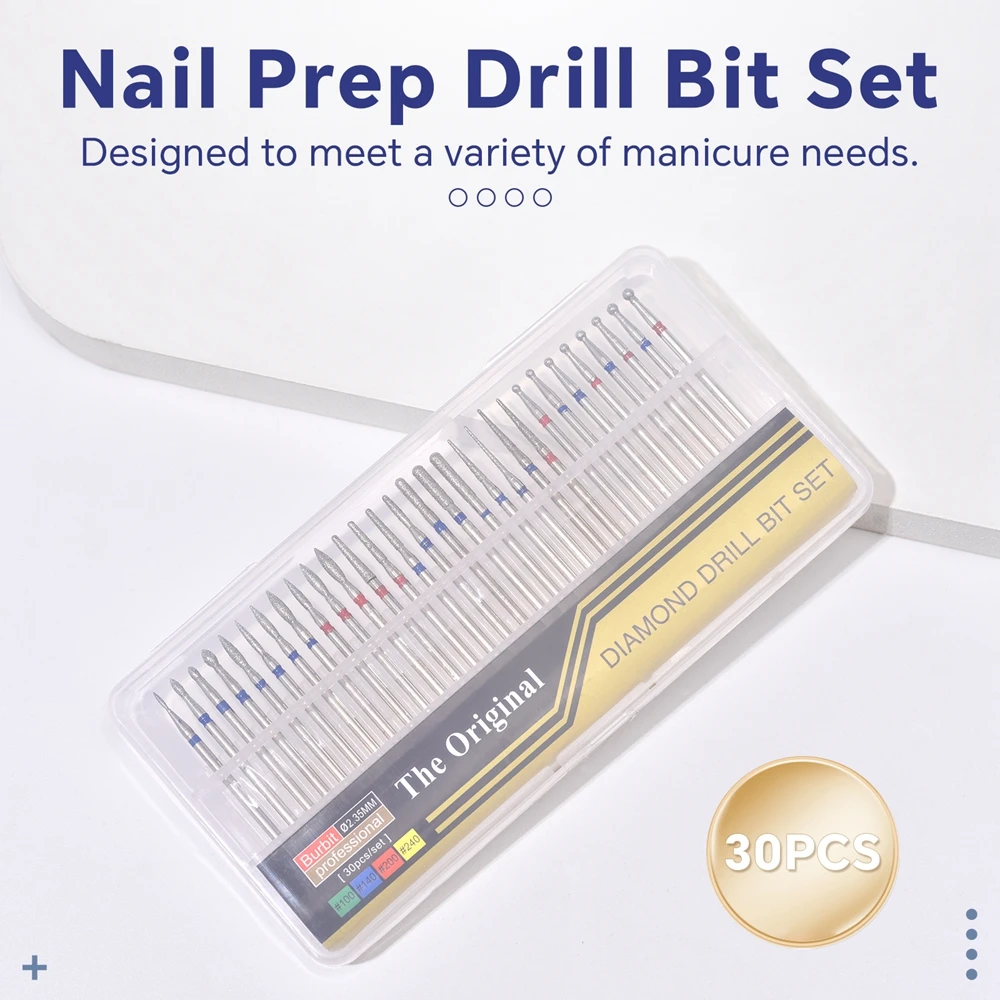 30PCS เพชรเจาะเล็บ Bits ชุดโรตารีไฟฟ้าเครื่องเจาะเล็บเครื่องตัดเล็บเท้าขัด Strong แฟ้มเล็บ