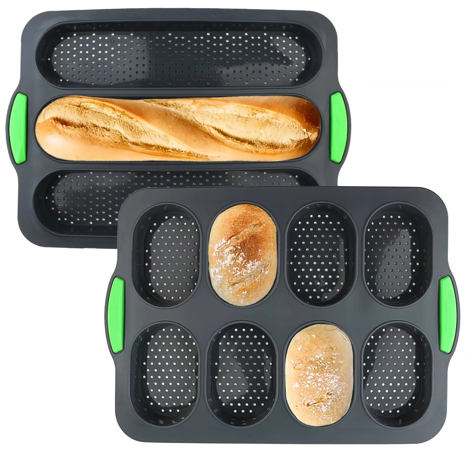 Deux types de moules à gâteau en silicone au choix, plateaux pour pain français et hamburgers, antiadhésifs et faciles à démouler, silicone de qualité alimentaire, adaptés au pain de mie, aux sandwichs, aux hamburgers,