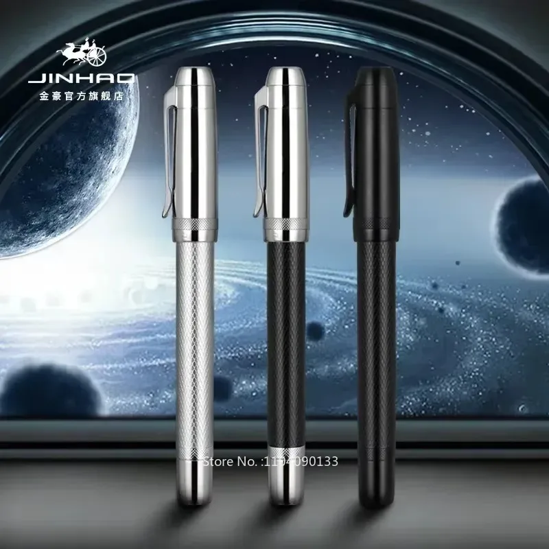 Jinhao 92 Classic Star Series Fountain Pen for Students Luxury Metal Writing Pen with Grid Pattern Black Silver Clip School