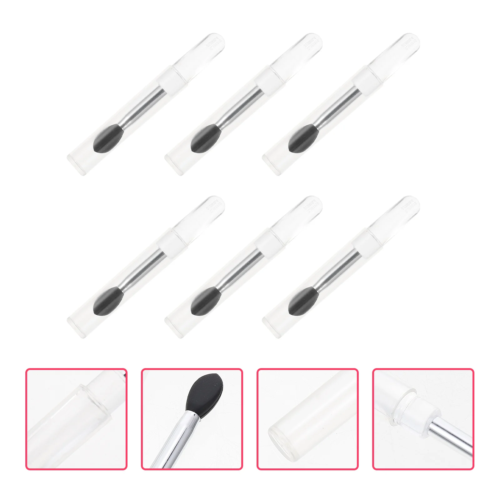 6-delige lippenstift applicatorborstelset Gladde siliconen tips Comfortabele grip voor vrouwen Meisjes Make-up Gebruik Lippenbalsem Oogschaduw