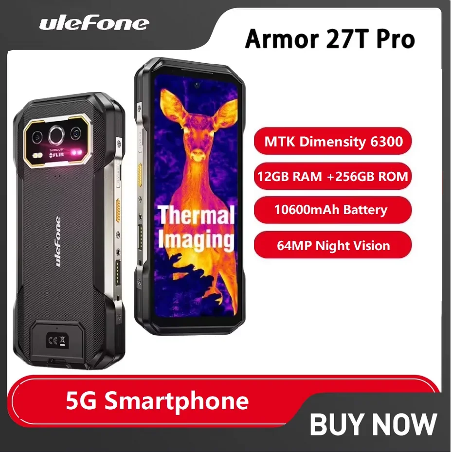 Ulefone Armor 27T Pro 5G Rugged Smartphone Android 14 10600mAh 24GB+256GB Mobile Phone 50MP+64MP Night Camera phone NFC celular