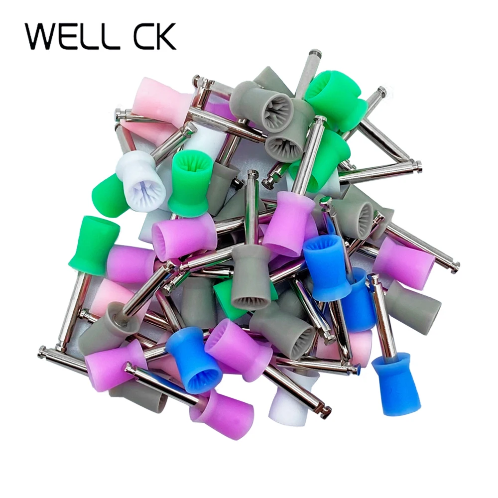 100pcs/Box Dental Polishing Cup Polisher Prophy Rubber Cup Latch Colorful Mix Style Dentist Tool Lab Tools RA Shank