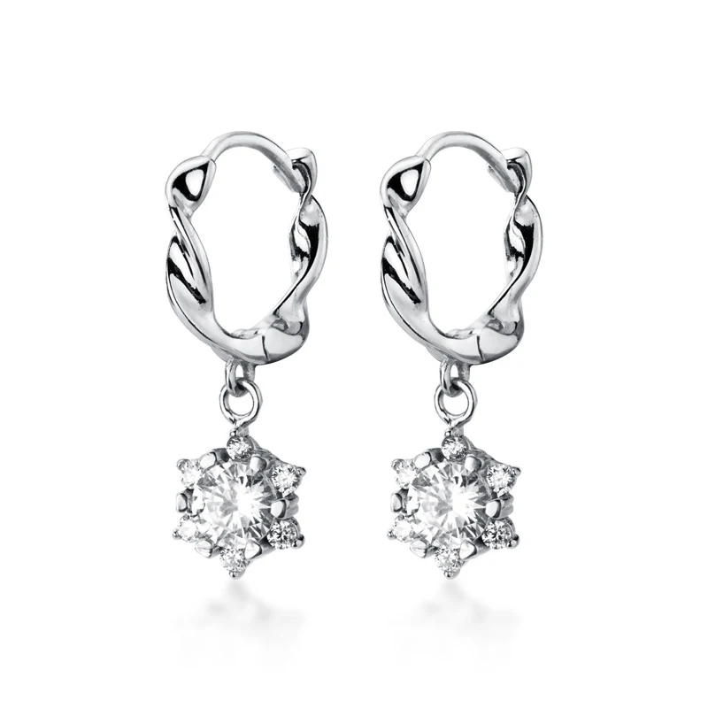 MODIAN Sparkling AAA Zircon Flower Irregular Hoop Earring for Women Real 925 Sterling Silver Wedding Engagement Original Jewelry