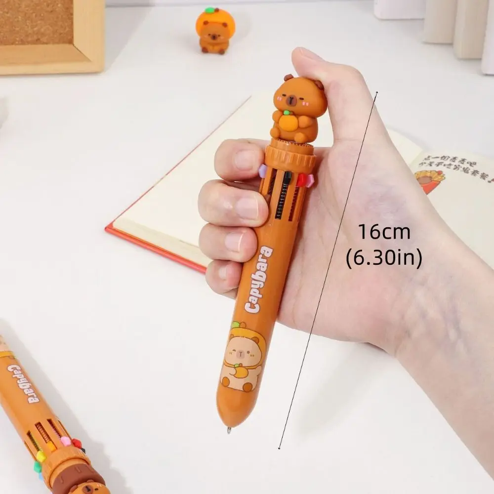 0,7 Nib Capibara Balpen Grappige Creatieve Tien Kleuren Balpen Sneldrogende Inktpers Type Gekleurde Marker Kinderen