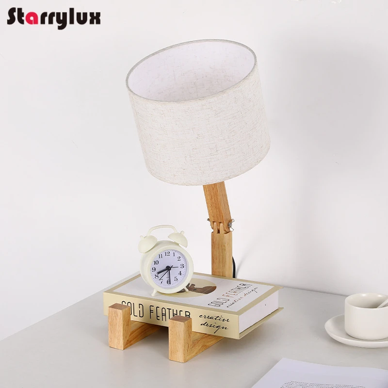 مصباح طاولة روبوت خشبي بمفاصل متحركة إبداعية على الطراز الأوروبي الأمريكي الياباني هدية ضوء بجانب السرير #3