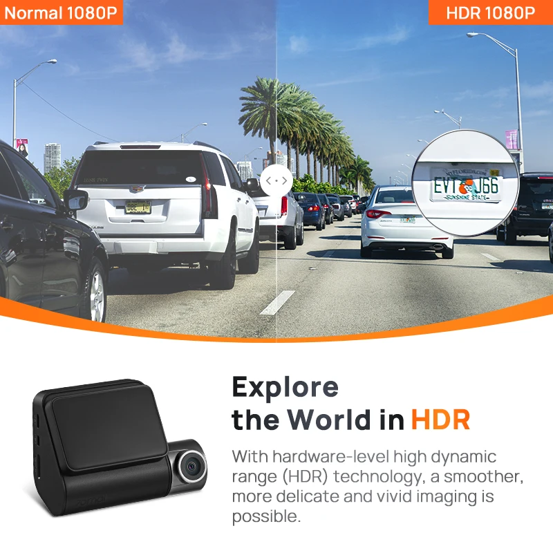 Global 70mai Dash Cam A200 Dual-Channelบันทึก 1080P HDR 2 ''หน้าจอIPS 24Hที่จอดรถ 70maiรถDVR A200 WIFI APP 130 °   FOV