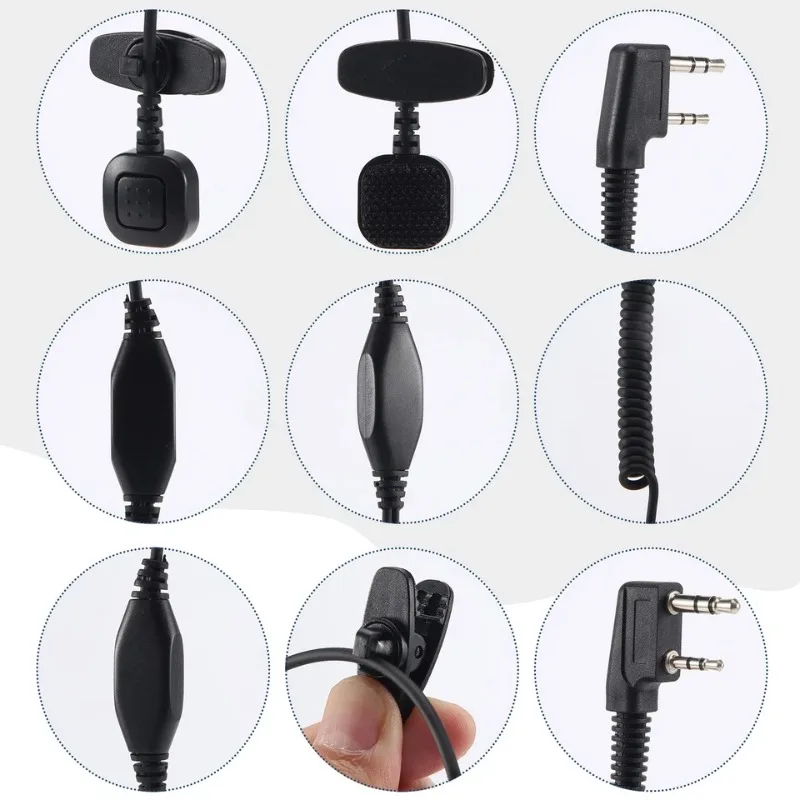 2pin V3 V6 V8 V1098a V5s Bluetooth Helmet Headset Special Connecting Cable K-Type for Baofeng Kenwood TYT Walkie-talkie Radio