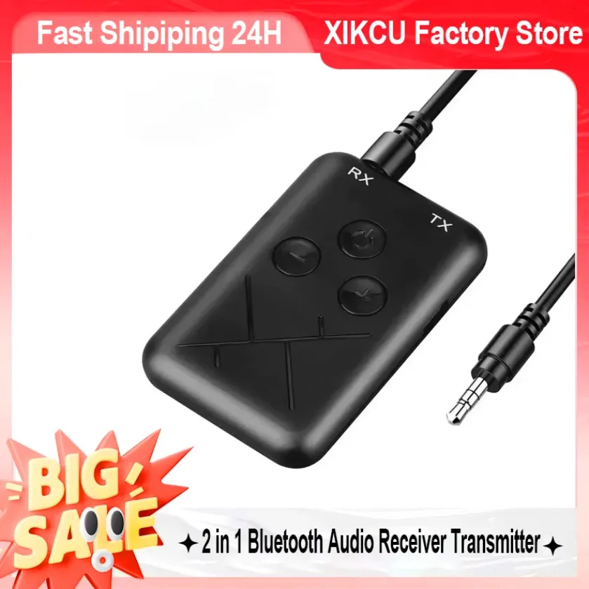 XIKCU 2 in 1 Bluetooth Audio Receiver Transmitter Stereo APTX Wireless Receiver 3.5mm Aux Jack RCA Car Adapter for TV PC BT 5.0