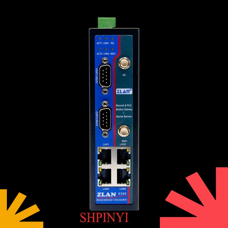 Manufacturer's IoT Gateway with Modbus Support RS232/485 to RJ45/WIFI/4G Interface ZLAN8309