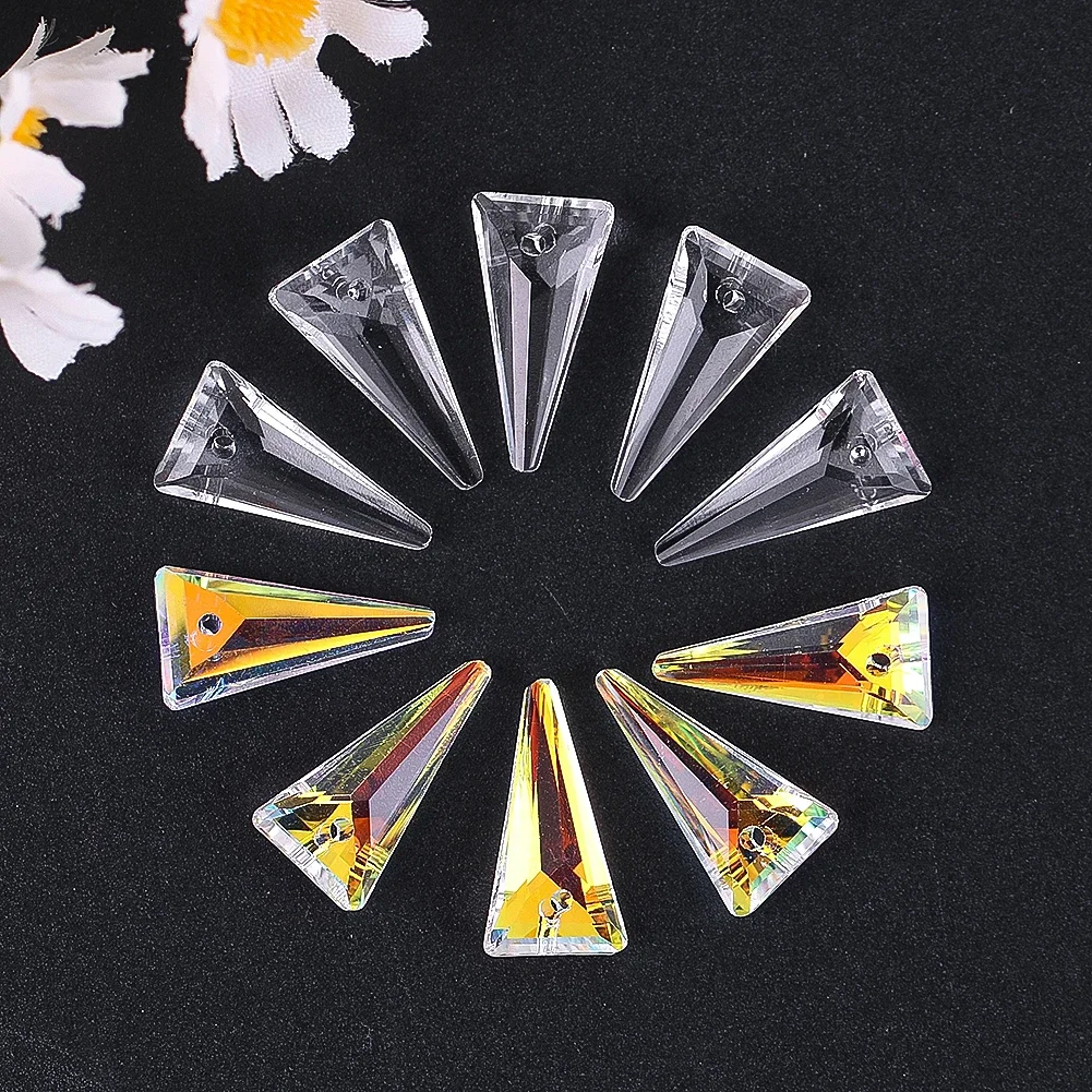 5PCS Crystal Glass Triangle Pendants Beads DIY Suncatcher Making Prism Hanging Jewelry Charms Home Party Christmas Tree Decor
