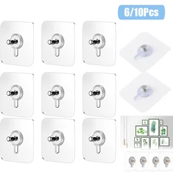 6/10Pcs PVC Strong Adhesive Nails Wall Hook Poster Screw Stickers Wall Hook Closet Cabinet Shelf Pegs Hangers Kitchen Bathroom