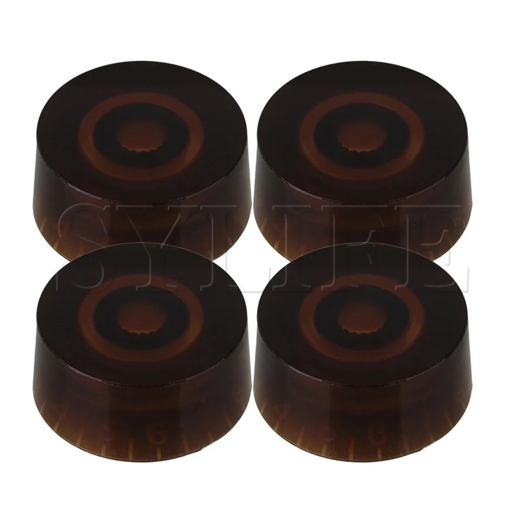 4x Amber Electric Guitar Top Hat Volume Tone Speed Control Knob 6mm Dia Hole