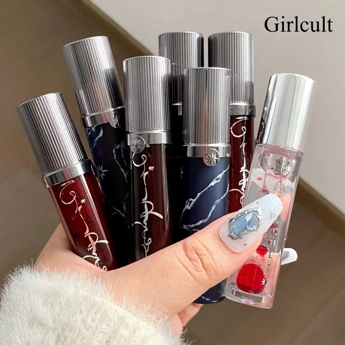 Girlcult Miao Witch Series Blue Smoky Dark Red Lipstick Matte Shimmer Chameleon Sparkle Mirror Lip Mud Tray Halloween Fun Makeup