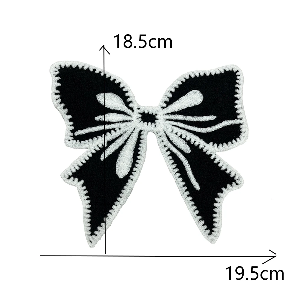 fashion Large Bow Tie Embroidery Patches for Clothing Sew on Clothes T-shirt Appliques Badge Stripe Sticker Accessories