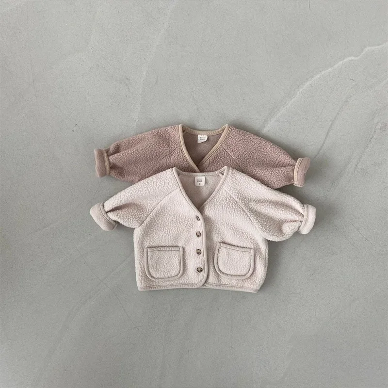 Children Clothing Spring Autumn Korean Style Boys and Girls Kids Soft Warm Cardigan Outside Baby Fleece Casual Simple Coat Kids