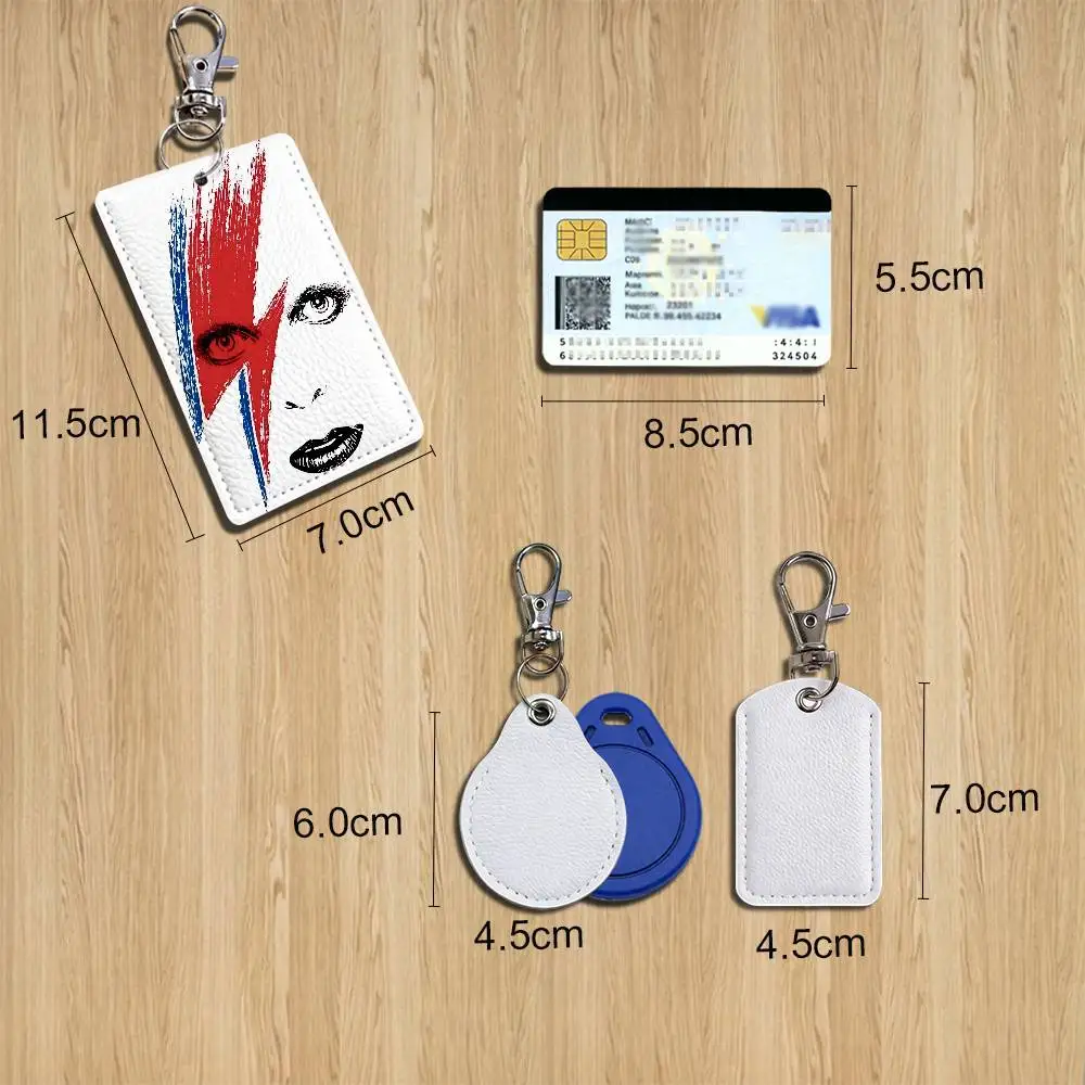 Retro Rock D-David Bowie Card Holder With Keychain Executive Protection For Bank Credit Subway Bus Case