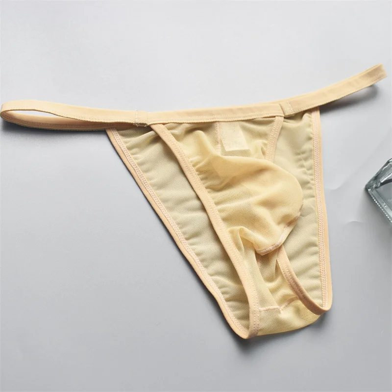 4PCS Sexy Underwear Small Briefs Ultra-thin Seductive Mesh Breathable Perspective Transparent Bikini Men's Sexy Funny Underpants