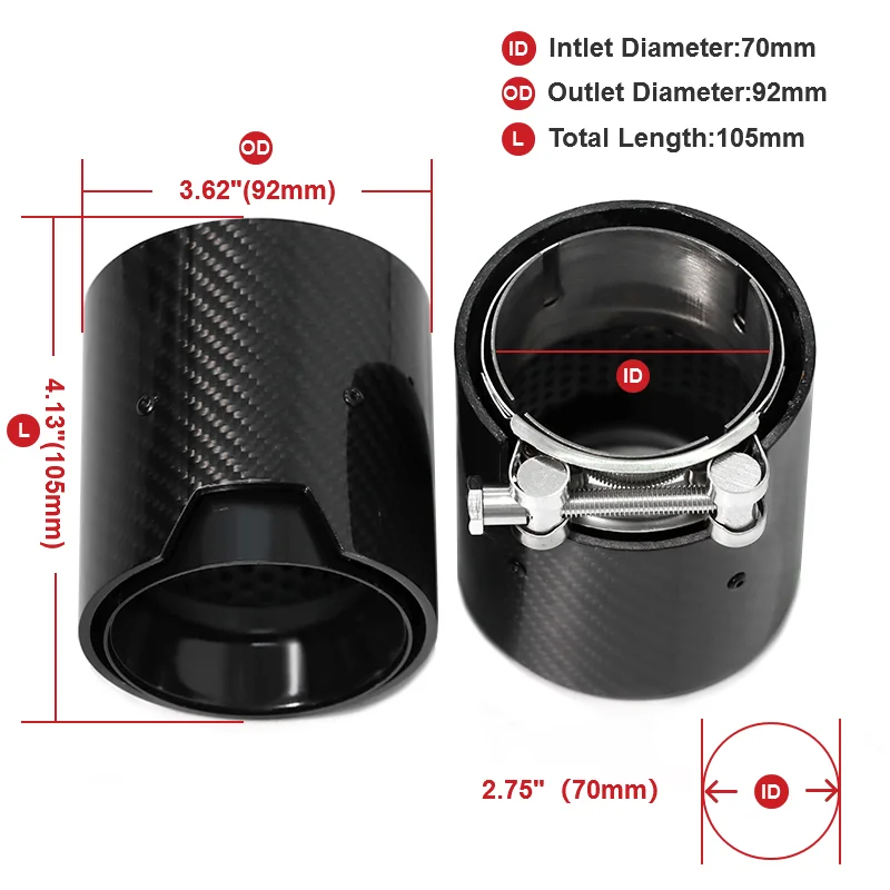 4 Pcs/lot Carbon Fiber Matte Car Exhaust Tip For BMW M2 F8 M3 F80 M4 F82 M5 F10 M6 F12 M Performance Muffler Tip 70mm Nozzle