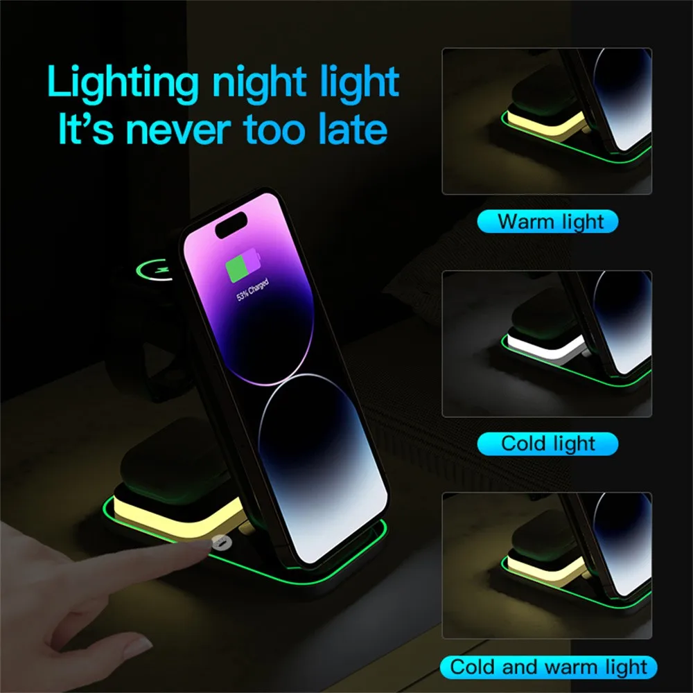 New Magnetic Wireless Charger Holder Stand For iPhone 14 13 12 Pro Max Apple Watch SE 8 7 Airpods Magsafe Fast Charging Station