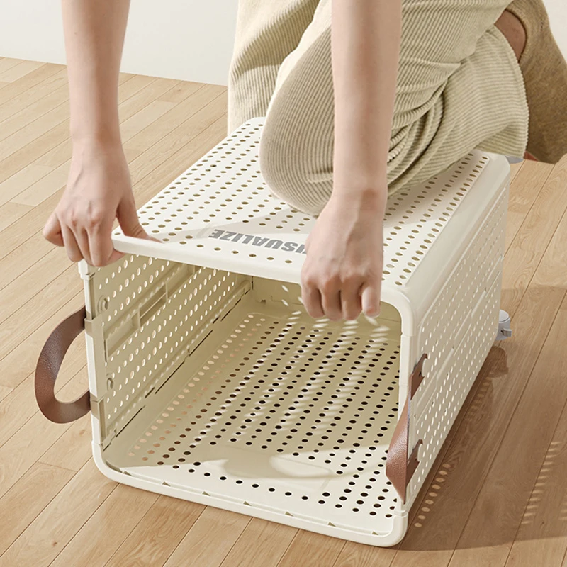 Cesta de plástico para ropa sucia con ruedas, cesta plegable para almacenamiento de ropa sucia, gran capacidad, para Baño