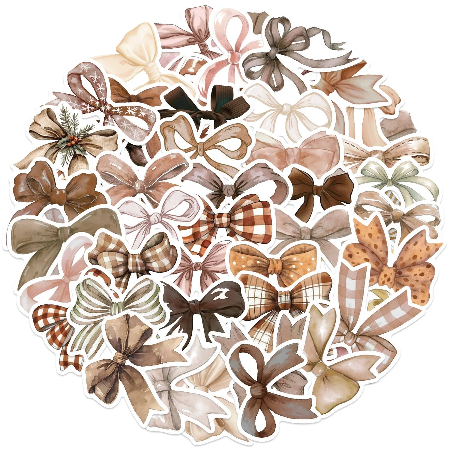 10/30/50Pcs Cute Brown Bow Graffiti Stickers Decal Laptop Motorcycle Luggage Snowboard Fridge Car Pegatinas