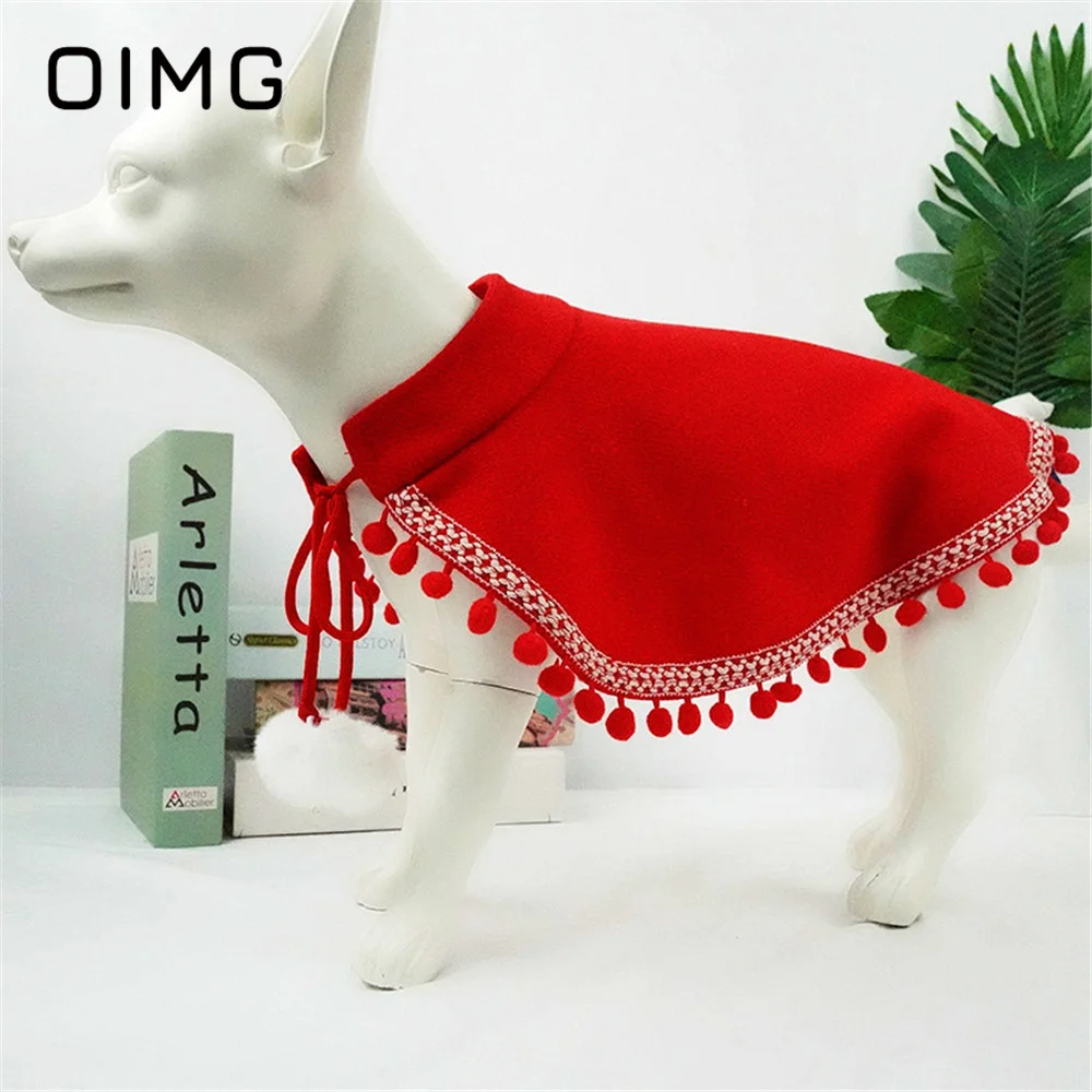 

OIMG Christmas Cat Dog Mantle Shiba Inu Dachshund Doberman Handsome Pet Holiday Clothes Cute Small Medium Dogs Cosplay Costumes