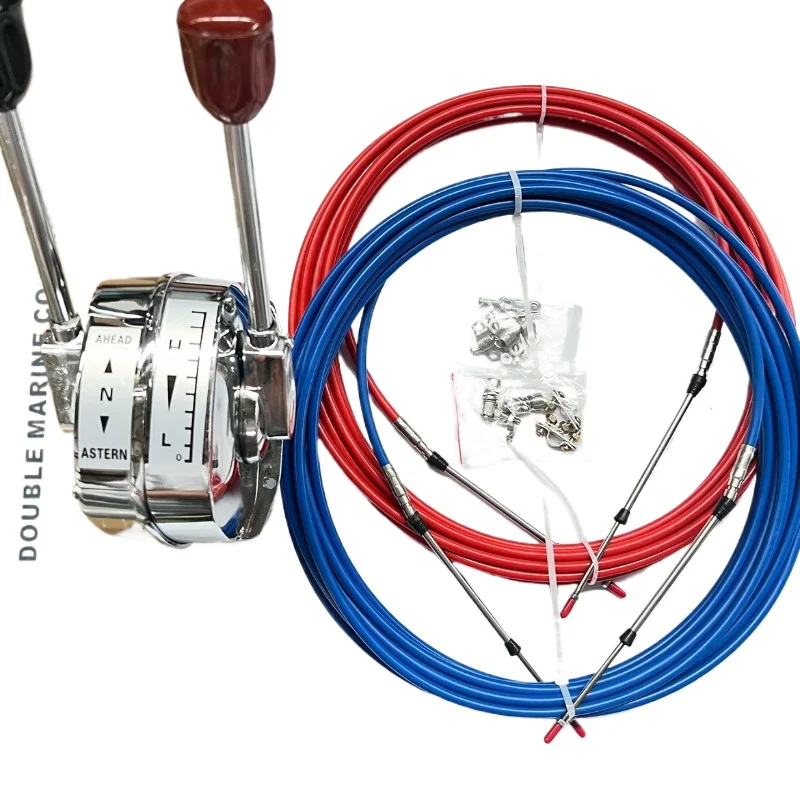 For Marine Throttle Double Handle Throttle Controller Marine Cable Manipulator, Gear Flexible Shaft