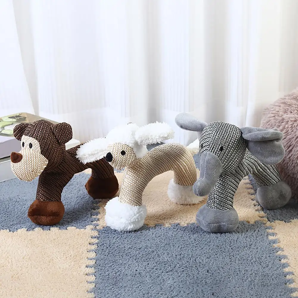 Indoor Dog Toy Plush Dog Toy Set Squeaky Chew Toys for Puppies Linen Fabric Stuffed for Anxiety Relief Boredom Reduction Dog