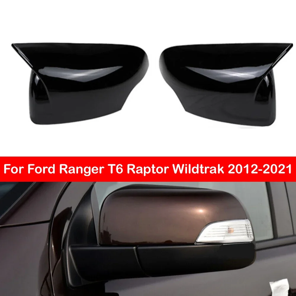 

For Ford Ranger T6 Raptor Wildtrak 2012-2021 Rearview Side Mirror Cover Wing Cap Exterior Door Rear View Case Trim Carbon Fiber