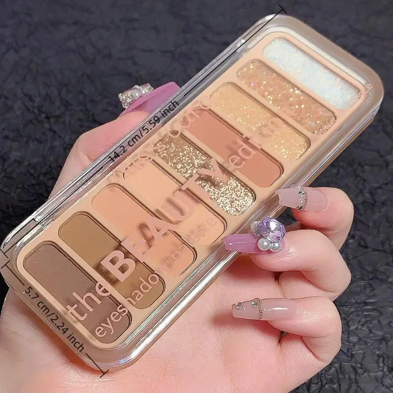 لوحة ظلال عيون منخفضة التشبع مكونة من 9 ألوان، بودرة مكياج يومية، أحمر خدود عالي اللمعان، لوحة غير لامعة الكل في واحد، ظلال عيون