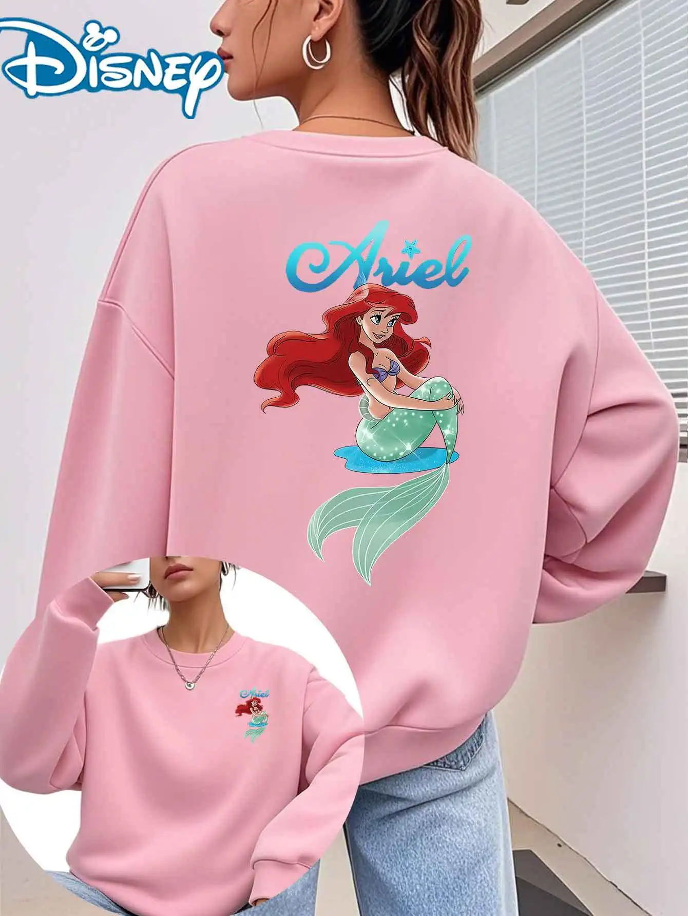 Sudaderas con capucha de Disney Ariel la Sirenita para hombre y mujer, sudadera Unisex para parejas, jersey de lana para otoño e invierno, abrigos de gran tamaño