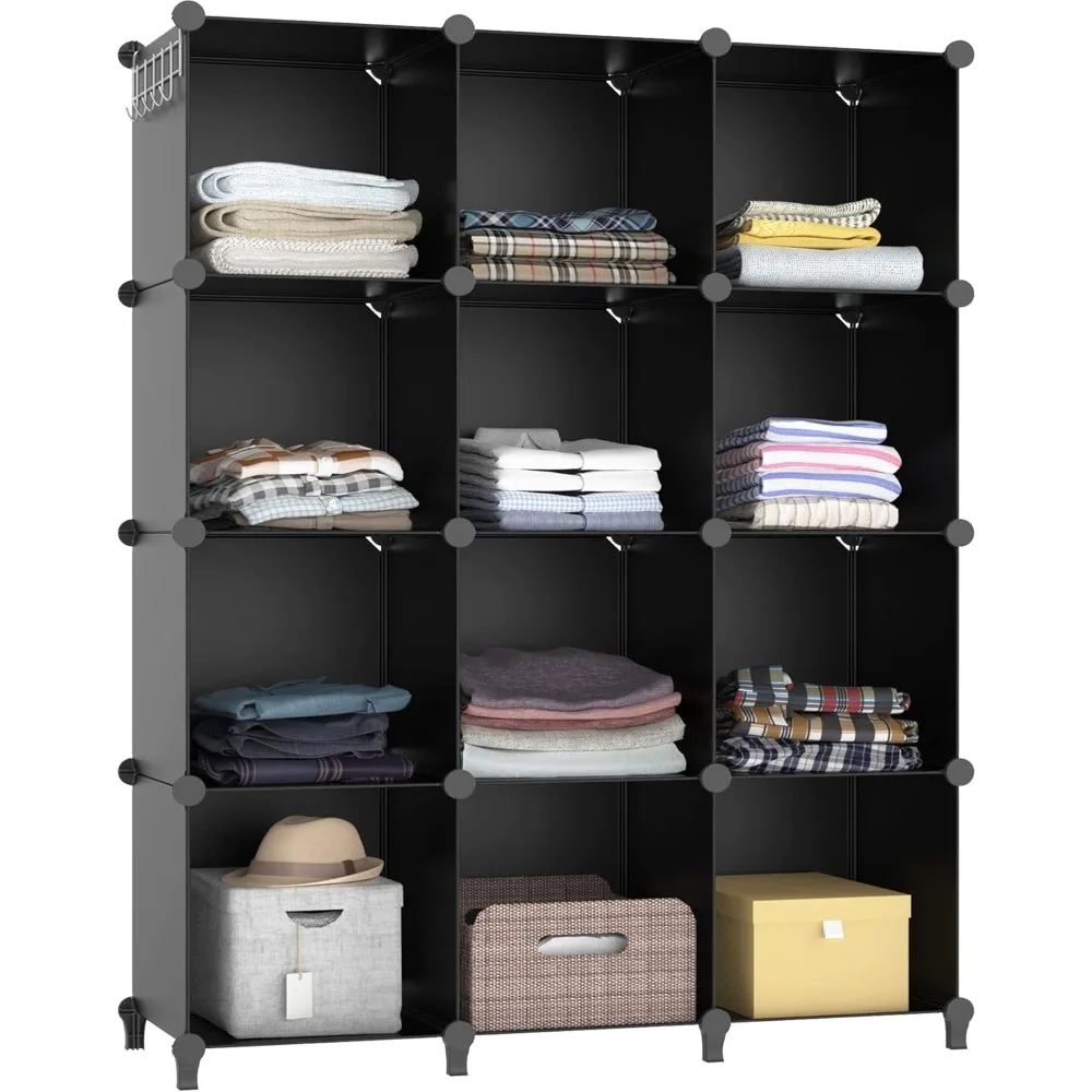 HOMIDEC Closet Organizer, 12-cube Closet Organizers and Storage, Portable Closet Storage Shelves, Clothing Storage for Kids