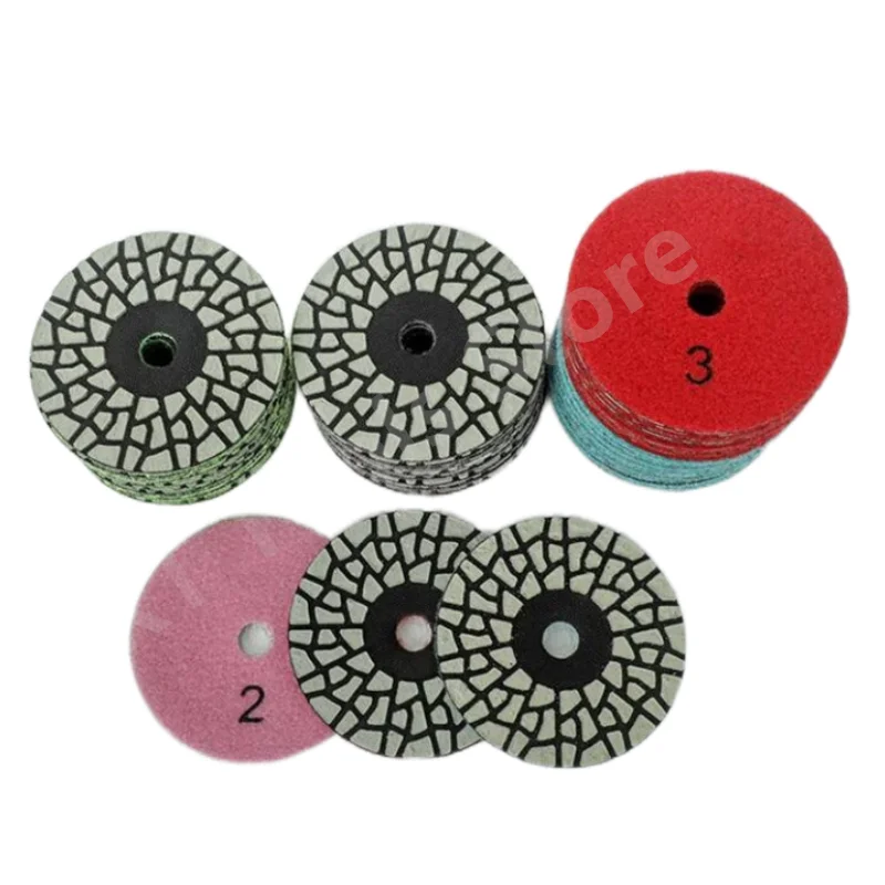 4Pcs 3/4Inch 4 Steps Diamond Polishing Pads Dry Polish Pad Kit Granite Marble Quartz Stone Countertop Sanding Disc Tools