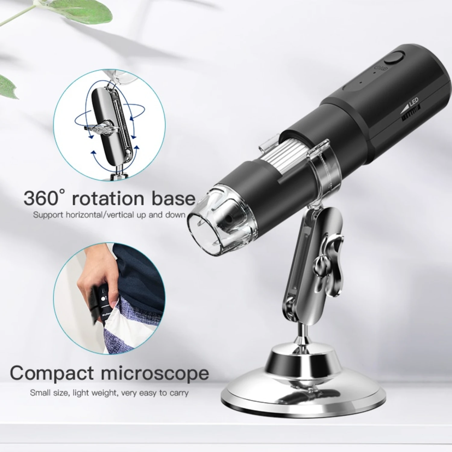 Portable Wifi Handheld Digital Microscope 50X-1600X Magnification for IOS & Android - Versatile Gift Option