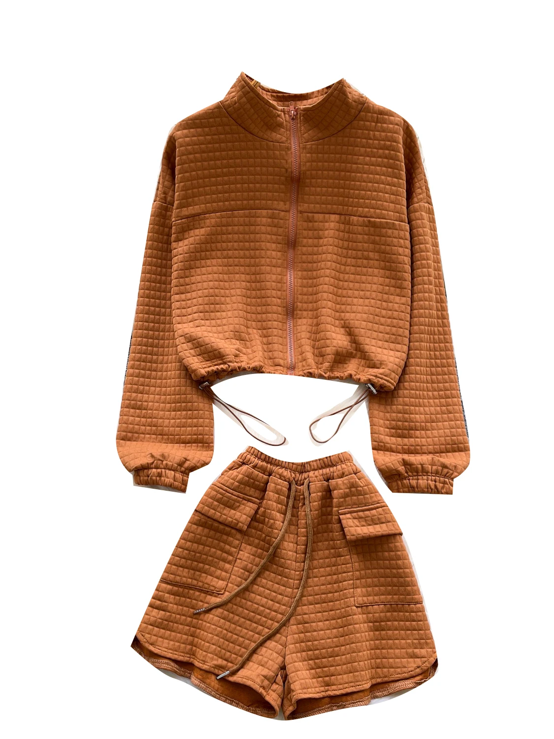 Conjunto de Moda para Mujer, Estilo Dulce y Picante, Plones Cortos de Pierna Ancha con Cintura Alta y Cordón Ajustable, T...