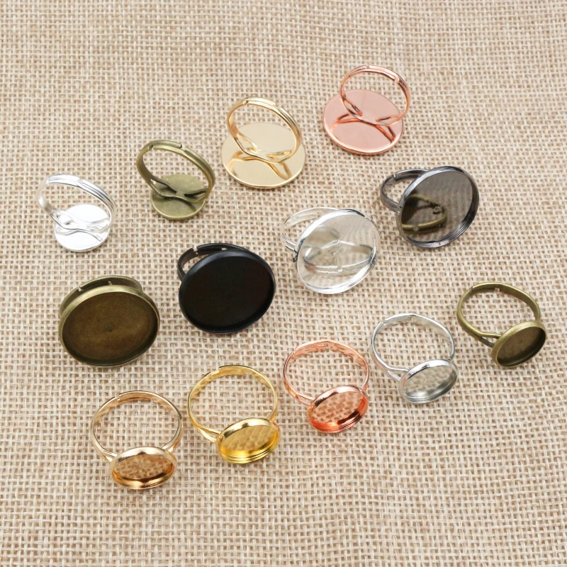10 sztuk regulowany pusty pierścień baza Fit Dia 10 12 14 16 18 20 mm szkło Cabochons Cameo ustawienia taca diy tworzenia biżuterii pierścień