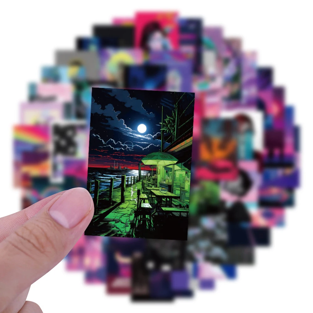 10/30/52szt Psychodeliczne laserowe naklejki z falą parową INS Style Cartoon Graffiti Naklejki Telefon Pamiętnik Samochód Estetyczna naklejka Dekoracja